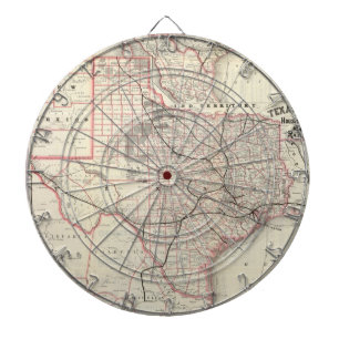 Cible De Fléchettes Carte Vintage du système ferroviaire du Texas (18