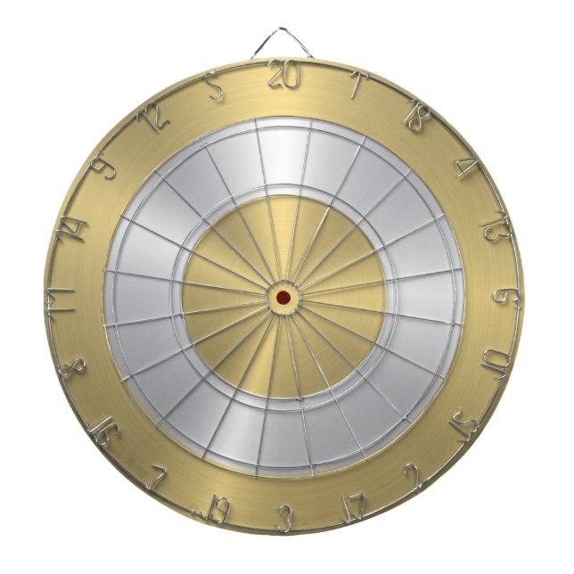 Cible De Fléchettes Cercles d'or et d'argent métalliques (Devant)