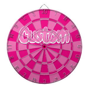 Cible De Fléchettes Chaud Rose et Rose Couleur Blanc Contour Texte Per