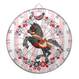 Cible De Fléchettes Cheval en bande blanche rose foncé