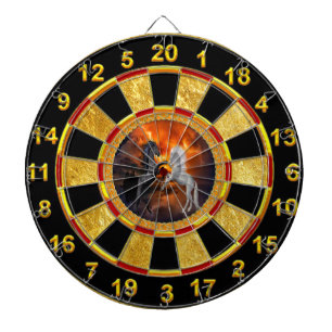 Cible De Fléchettes Chevaux se battant dans une mauvaise tempête d'écl