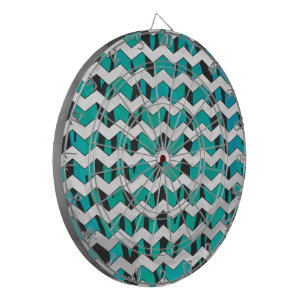 Cible De Fléchettes Chevron Tiger noir et Turquoise