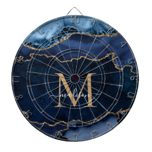 Cible De Fléchettes Chic Navy Blue Gold Parties scintillant Agate Géod