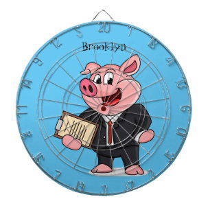 Cible De Fléchettes Cochon amusant en costume d'affaires dessin animé