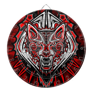 Cible De Fléchettes Conception de totem tribal Haida de loup