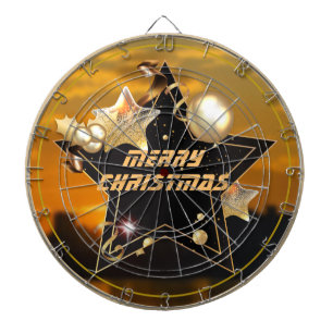 Cible De Fléchettes Cool Sunrise Gold Black Metallic Stars Joyeux Noël