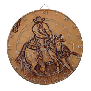 Cible De Fléchettes Cowboy en cuir occidental de rodéo d'équitation
