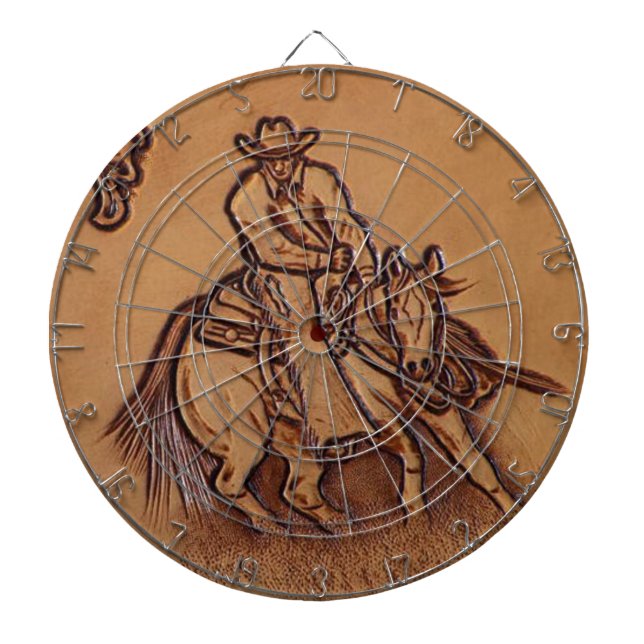 Cible De Fléchettes Cowboy en cuir occidental de rodéo d'équitation (Devant)