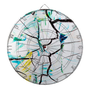 Cible De Fléchettes Cracks Abstraits en bleu jaune vert