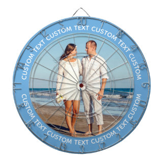 Cible De Fléchettes Custom Photo Dartboard & Text - NAVY BLUE Surround