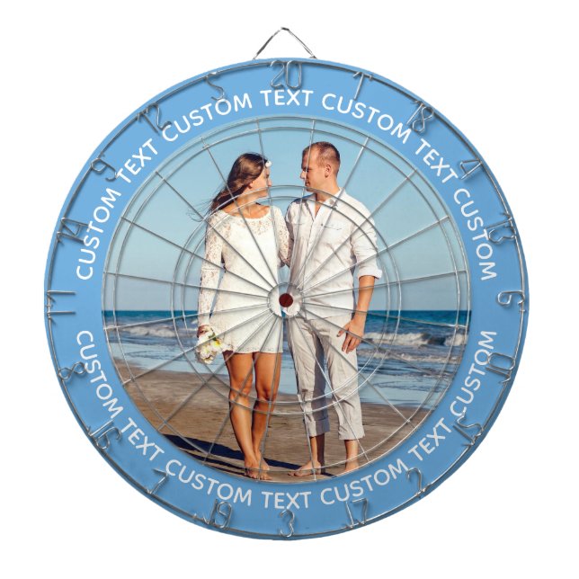 Cible De Fléchettes Custom Photo Dartboard & Text - NAVY BLUE Surround (Devant)