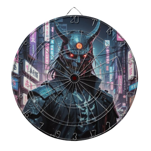 Cible De Fléchettes Cyberpunk Demon Samurai (Devant)