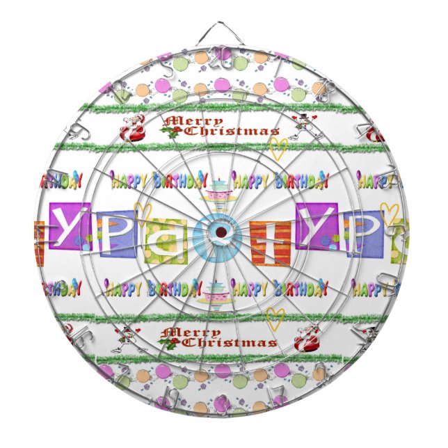 Cible De Fléchettes Dartboard Joyeux Noël Joyeux Anniversaire (Devant)