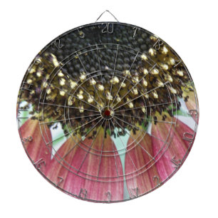 Cible de flechettes de tournesol rose