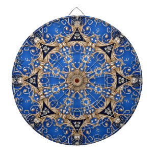 Cible de fléchettes décorative bleu or