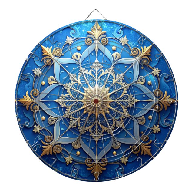 Cible de fléchettes décorative florale bleue (Devant)