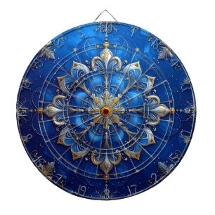 Cible de fléchettes décorative florale bleue