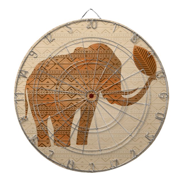 Cible De Fléchettes Design d'art tribal des éléphants (Devant)