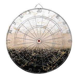 Cible De Fléchettes Design élégant en marbre de confetti rose en or