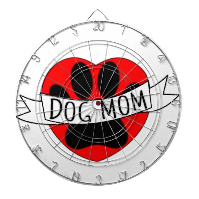 Cible De Fléchettes Dessin De Chien Maman Paw Et Red Heart (Devant)