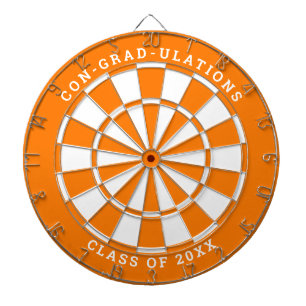 Cible De Fléchettes Diplôme Orange & Blanc   Texte personnalisé