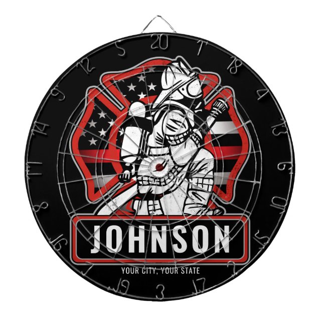 Cible De Fléchettes Drapeau patriotique personnalisé de pompier (Devant)