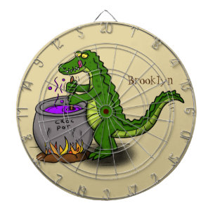 Cible De Fléchettes Drôle alligator vert cuisine dessin animé