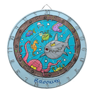 Cible De Fléchettes Drôle des créatures marines sous l'eau dessin anim