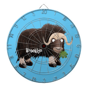 Cible De Fléchettes Drôle dessin animé de boeuf musqué