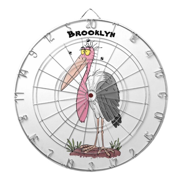 Cible De Fléchettes Drôle dessin animé de cigogne en marabou (Devant)