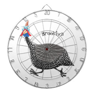 Cible De Fléchettes Drôle dessin animé d'oiseau de Guineafowl