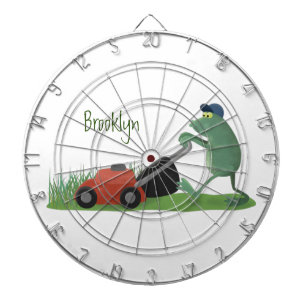 Cible De Fléchettes Drôle grenouille verte tondre la pelouse dessin