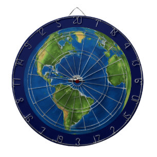 Cible De Fléchettes Earth Globe et Ship on Blue