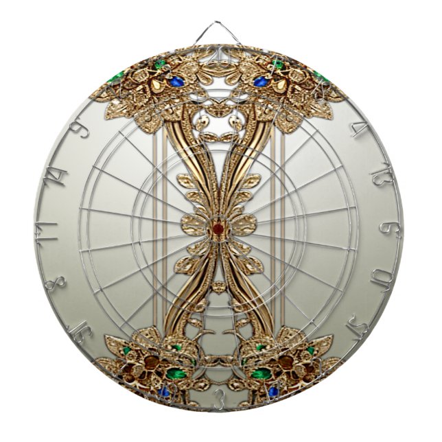 Cible De Fléchettes Elegant Gold Ornate Dartboard (Devant)