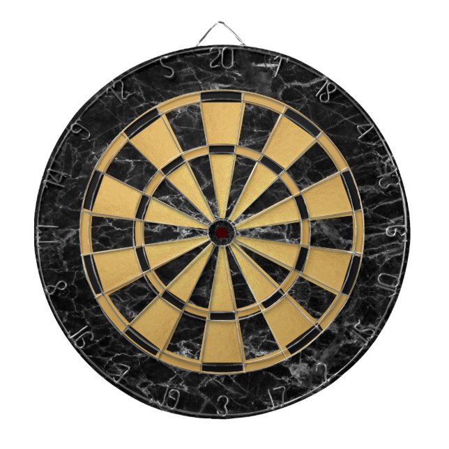 Cible De Fléchettes Élégant marbre noir Faux or Foil Classic (Devant)