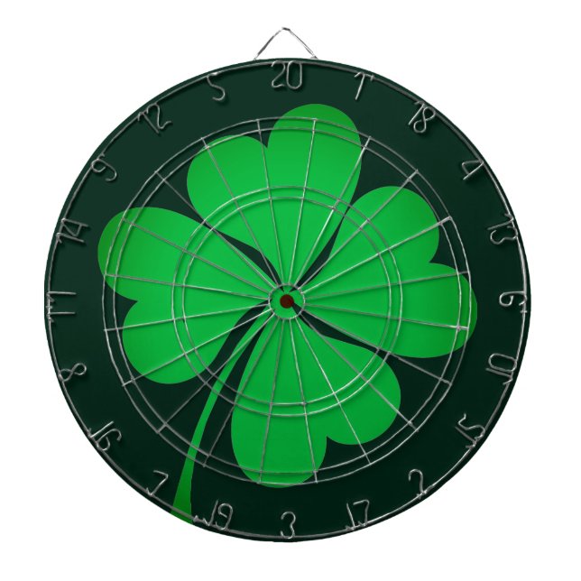 Cible De Fléchettes Élégant vert quatre coeur feuilles shamrock de trè (Devant)
