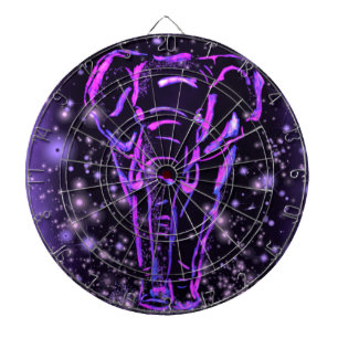 Cible De Fléchettes Eléphant Rose Violet Neon Marchant La Nuit étoil