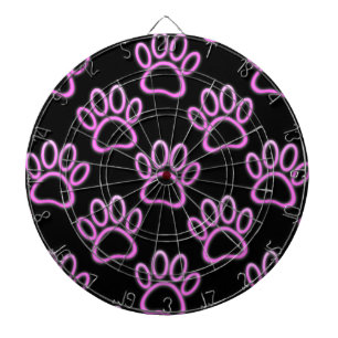 Cible De Fléchettes Empreinte de patte de chien au néon rose