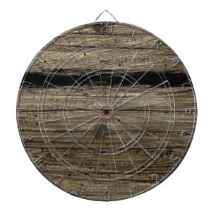 Cible de flechettes en bois rustique de planche