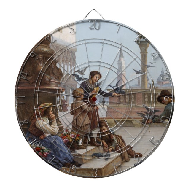 Cible De Fléchettes Enfants nourrissant des pigeons à Venise (par Paol (Devant)