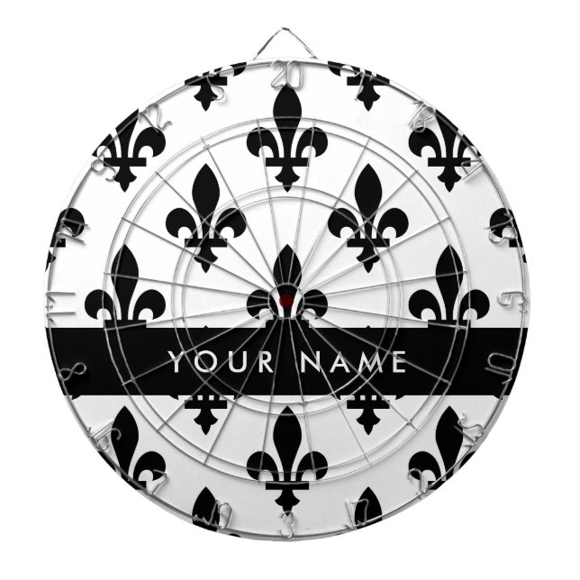 Cible De Fléchettes Fleur de Lis, Black on White, Black, Your Name (Devant)