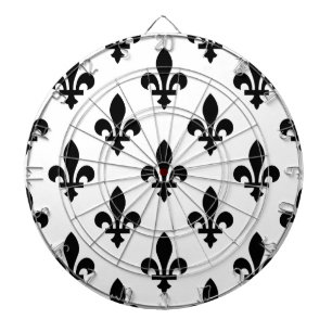 Cible De Fléchettes Fleur de Lis Motif, Royal French, Noir sur Blanc