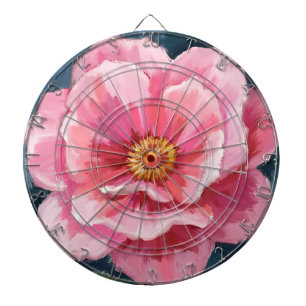 Cible De Fléchettes Fleur de pivoine rose floral aquarelle