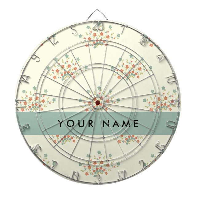 Cible De Fléchettes Fleurs bleues et rouges, Bleues, Votre nom (Devant)