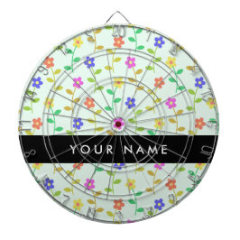 Cible De Fléchettes Fleurs colorées, Arrière - plan vert clair, Noir