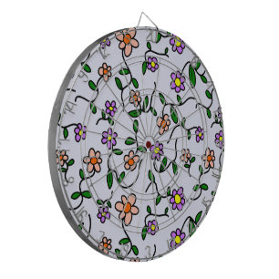 Cible De Fléchettes Fleurs Colorées, Motif Floral, Verdure, Boho