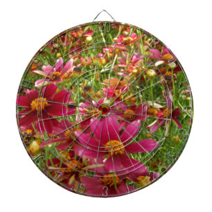 Cible De Fléchettes Fleurs de marguerite rose et jaune brillantes