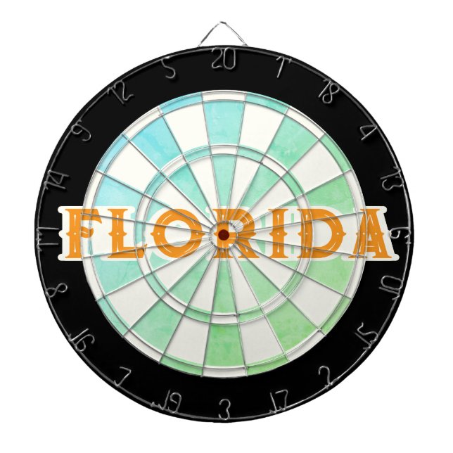 Cible De Fléchettes FLORIDA Elegant Ombre Dartboard with Orange text (Devant)