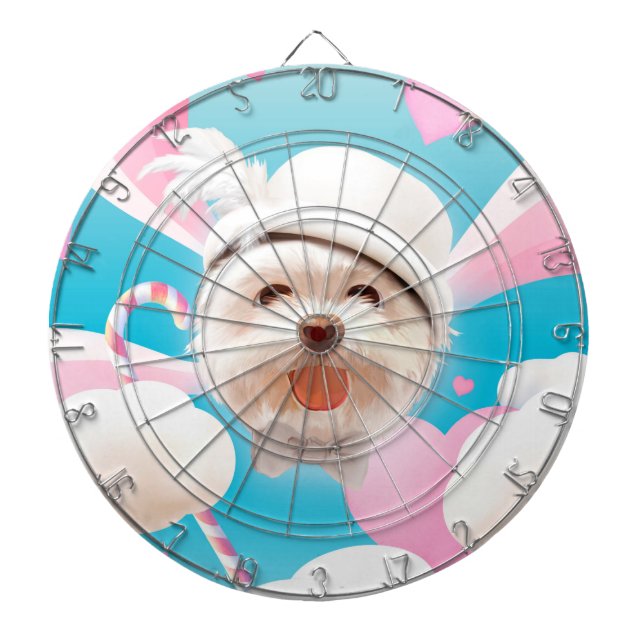 Cible De Fléchettes Fluffy Dog avec Casquette blanc (Devant)