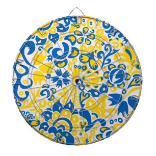 Cible De Fléchettes Folklore pattern with Ukrainian flag colors